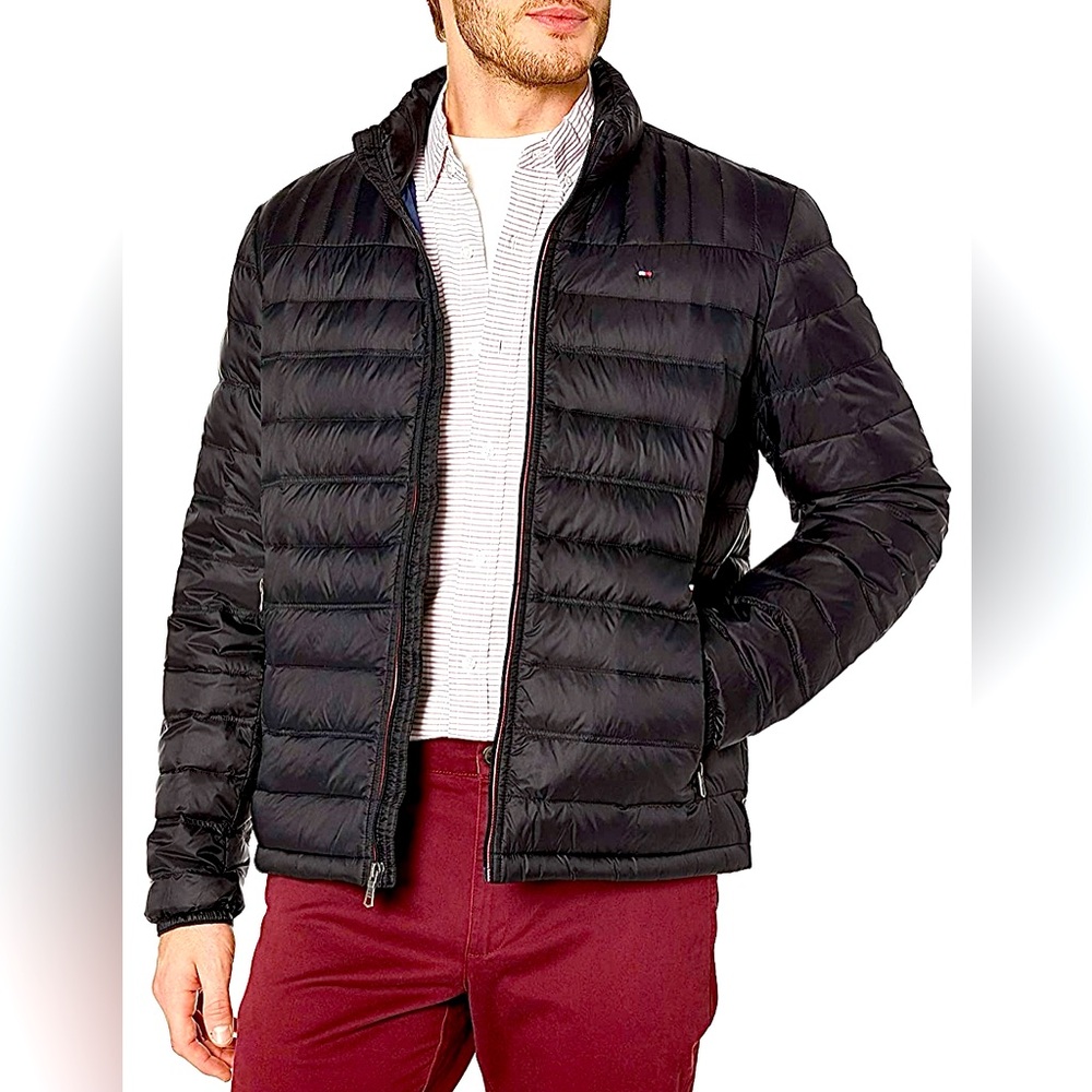 Tommy Hilfiger Black Men's Puffer Jacket Size Large
